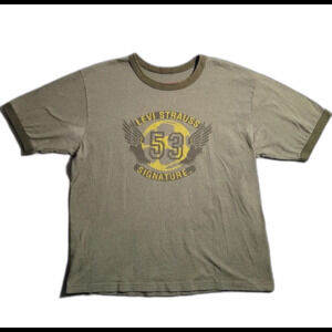 Vintage Levis Shirt Adult Large Soccer Graphic Logo T-Shirt Mens Green